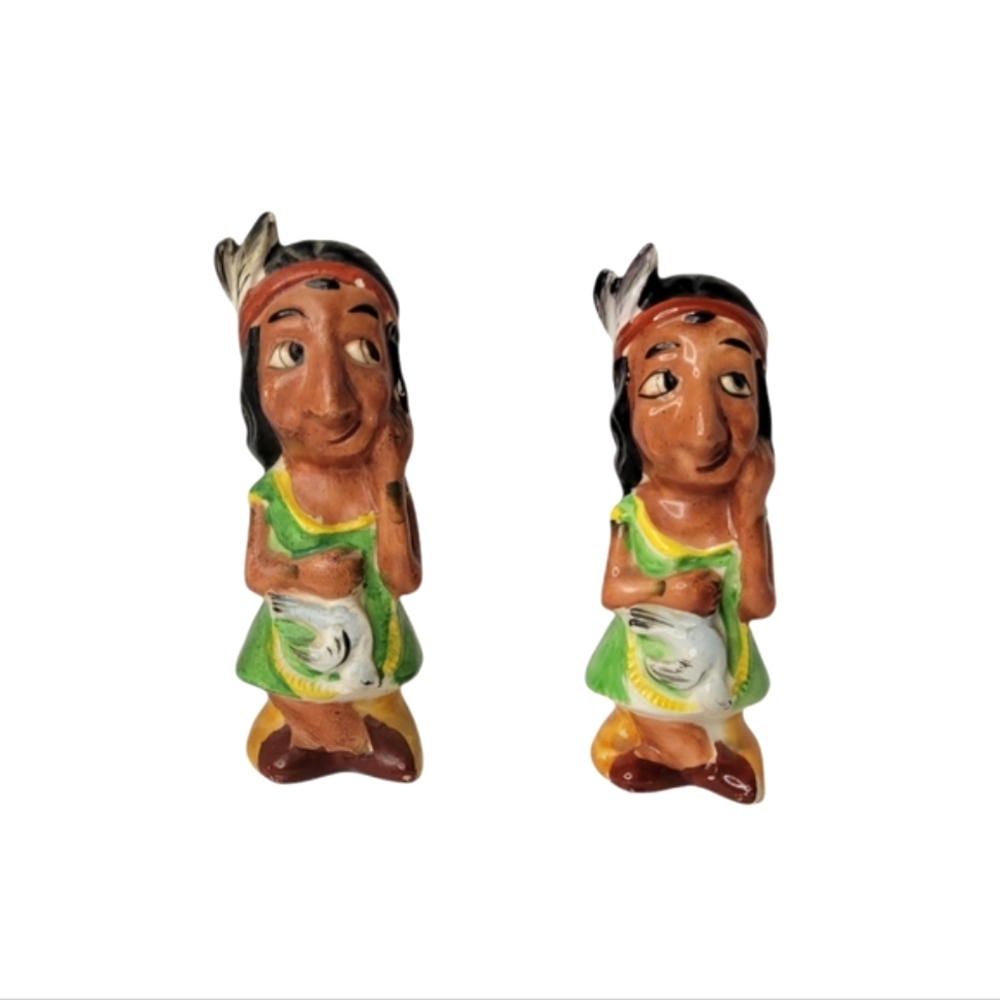 Vintage native indian salt & pepper shakers